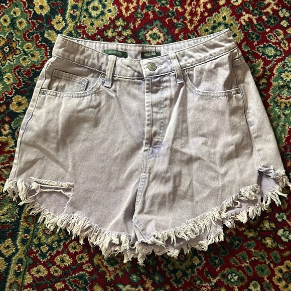 Wild Fable Highest Rise Lilac Distressed Denim Shorts EUC - Picture 4 of 12